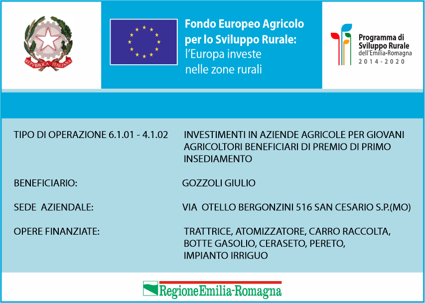 Tipo di operazione 6.1.01 - 4.1.02: Investimenti in aziende agricole per giovani agricoltori beneficiari di premio di primo insediamento